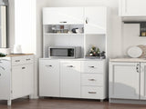 Kitchen Cupboard, 183cm Tall Storage Cabinet with Countertop, Sideboard with 3 Small Drawers, Flip T3398P423523