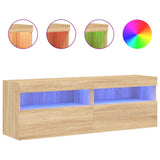 TV Wall Cabinets with LED Lights 2 pcs Sonoma Oak 60x30x40 cm 837188
