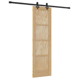 Sliding Door Natural and Black 61 x 198.5 cm Solid Pine Wood 3445512