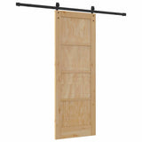 Sliding Door Natural and Black 73.5 x 198.5 cm Solid Pine Wood 3333186