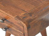 Solid Wood Extra Mini Curved Chestnut Bedside, 2 Drawers, Dark Brown B2743P403497