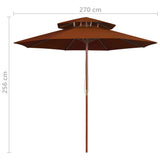Double Decker Parasol with Wooden Pole Terracotta 270 cm 313765