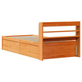 Bed Frame with Headboard Wax Brown 100x200 cm Solid Wood Pine 3307091