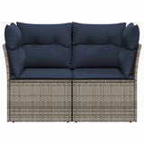 Garden Sofa with Cushion Grey 124 x 62 x 69 cm Poly Rattan 366149