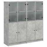 Bookcase with Doors Concrete Grey 136x37x142 cm Engineered Wood 3206527