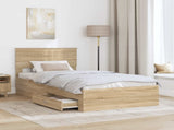 Bed Frame with Drawer Sonoma Oak 100 x 200 cm Engineered Wood 3410933