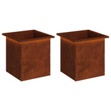 Garden Planter with LED 2 pcs Rusty 40 x 40 x 40 cm 8008139