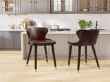 Bar Set of 2, PU Leather Vintage Counter-Height Bar Chair, Luxury European Style Kitchen T3398P328162