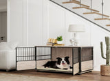 100cm Furniture Style Dog Crate Dog Cage End Table Indoor with 3 Doors Soft Washable Cushion, for T3398P376383