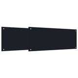 Kitchen Backsplash 2 pcs Black 100 x 40 cm Tempered Glass 3415440