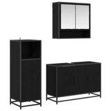 Bathroom Furniture Set 3 pcs Black Oak Engineered Wood 3402365