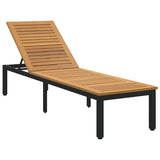 Sun lounger Reclining Black 200 x 55 x 35cm Solid Acacia wood 4010620