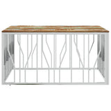 Coffee Table Silver Stainless Steel and Solid Wood Reclaimed 350072