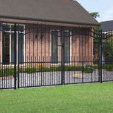 Fence Gate Kampen with Spear Top Black 302x172 cm Steel 151098