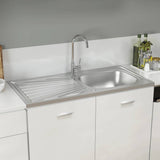 Kitchen Sink with Drainer Set Silver 1000x500x155 mm Stainless Steel 147236