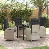 Garden Dining Set with Cushion 5 pcs Light Grey Poly Rattan 3380520