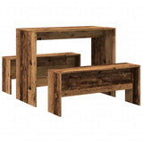 3 Piece Dining Table and Bench set Old Wood Engineered Wood 855538