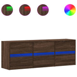 TV Wall Cabinet with LED Lights Brown Oak 130x31x45 cm 852305
