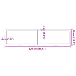 ZNTS Wall Shelf 220x50x cm Untreated Solid Wood Oak 363616