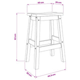Bar Stool 2 pcs Honey Wax 44 x 30 x 63 cm Solid-Pine 42033390