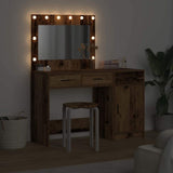 Dressing Table with Mirror Lights 2 pcs Brown Engineered wood 3334234