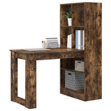 Desk with Shelf Smoked Oak 122 x 67 x 145 cm Engineered Wood 3337261