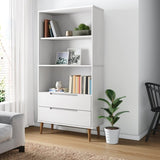 Bookcase MOLDE White 85x35x170,5 cm Solid Wood Pine 350541