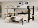 Sturdy Metal Bunk Bed with Wooden Desk Space-Saving Design for Bedroom, Home Office, or Dorm W3987P506944