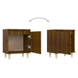Bed Cabinets with Solid Wood Legs 2 pcs Brown Oak 40x30x50 cm 813115