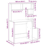 Desk with Shelves Brown Oak 100x45x140 cm Engineered Wood 860442