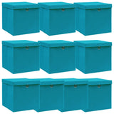 ZNTS Storage Boxes with Lids 10 pcs Baby Blue 32x32x32 cm Fabric 288376