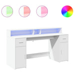 ZNTS Desk with LED Lights White 160x55x91 cm Engineered Wood 3309429