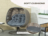 Swivel Egg Chair with Cushions, Foldable Basket Seat and Metal Frame, Indoor Outdoor Lounge Chair T3398P322185
