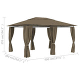 Garden Marquee with Curtains 4x3 m Taupe 180 g/m 312232