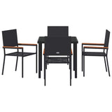 Garden Dining Set with Cushion 5 pcs Black Poly Rattan 3379703