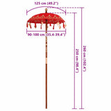 Balinese Parasol Red 125 x 125 x 260 cm Cotton and Wood 42006466
