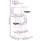Cat Tree with Sisal Scratching Posts Dark Grey 191 cm 171596
