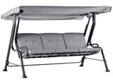 3 Seater Outdoor Garden Swing Chairs Thick Padded Seat Hammock Canopy Porch Patio Bench Bed - Grey T3398P314175