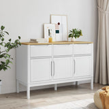 Sideboard FLORO White 114x43x74 cm Solid Wood Pine 374024