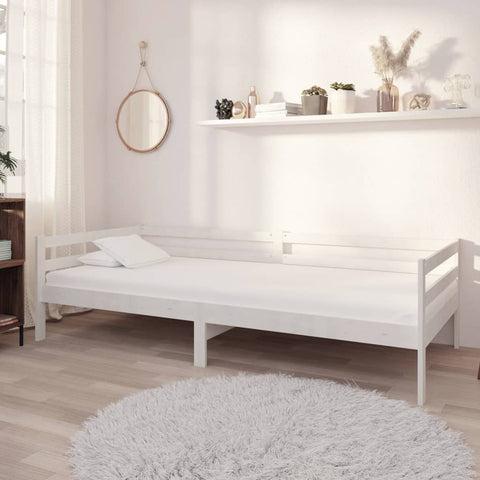 ZNTS Day Bed without Mattress White Solid Wood Pine 90x200cm 806931