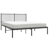 Metal Bed Frame without Mattress with Headboard Black 150x200cm 350866