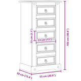 ZNTS Bedside Cabinet Corona 53x39x103 cm Solid Wood Pine 4005661