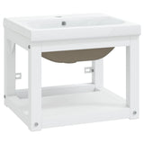 Bathroom Washbasin Frame with Built-in Basin White Iron 3101379