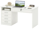 Computer Desk, Home Office Desk with Lockable Drawer, Storage Shelf for Study Bedroom, 110 x 50 x 76 T3398P378012