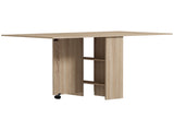 Folding Dining Table, Drop Leaf Table for Small Spaces with 2-tier Shelves, Small Kitchen Table with T3398P328154