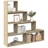 Room Divider Bookcase 4-Tier Sonoma Oak 143.5x29x143.5 cm Engineered Wood 857996