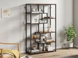 Seven-Tier Geometric Bookcase - Brown/Black T3398P423549