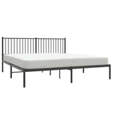 Metal Bed Frame without Mattress with Headboard Black 183x213cm 350869