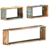 ZNTS 3 Piece Wall Cube Shelf Set Soild Reclaimed Wood 285845