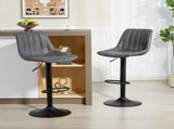 Set of 2 Leathaire Tub Bar Stools - Charcoal Grey T3398P423551